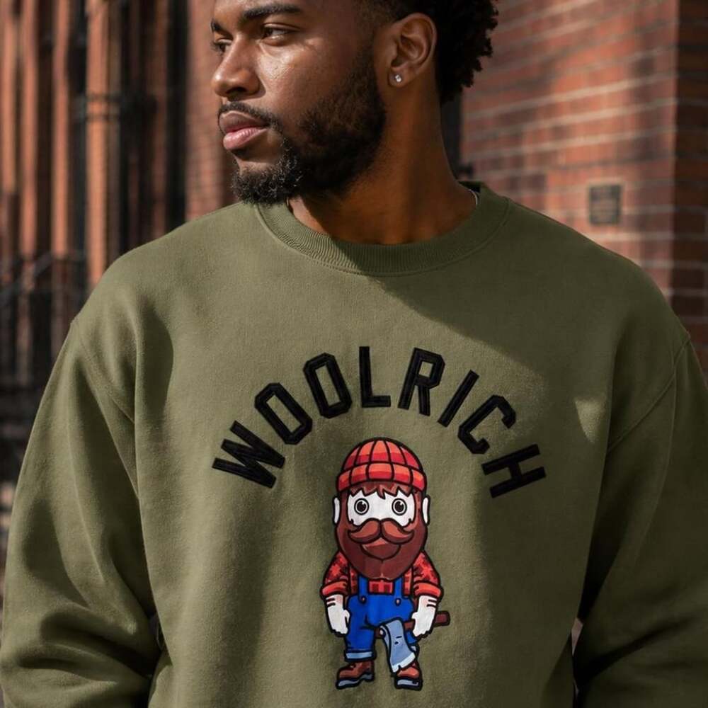Woolrich x Target Lumberjack Graphic Olive Green Crewneck Sweatshirt